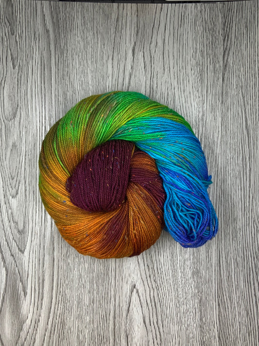 Merino tweed fingering. Autumn rainbow